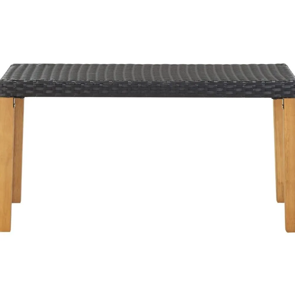 Clearance FinePRICE Puutarhapenkki 120 cm musta polyrottinki ja täysi akaasiapuu