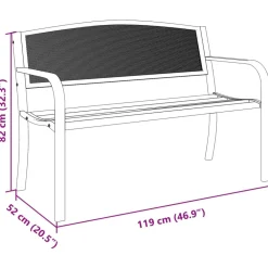 Sale FinePRICE Puutarhapenkki 119 cm musta teräs (02827)