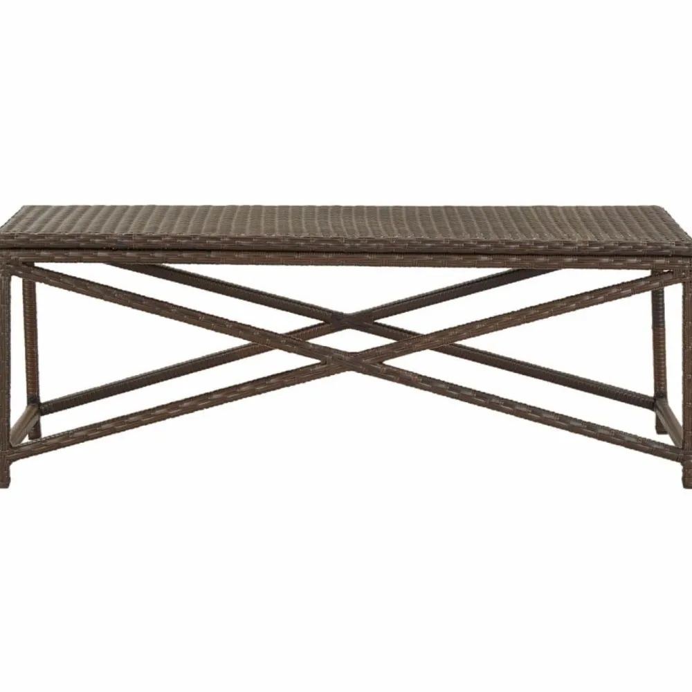Sale FinePRICE Puutarhapenkki 120 cm polyrottinki ruskea