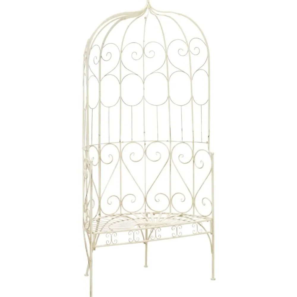New FinePRICE Puutarhapenkki 95 cm rauta antiikinvalkoinen