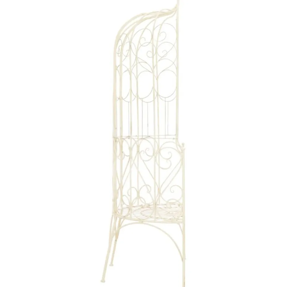 New FinePRICE Puutarhapenkki 95 cm rauta antiikinvalkoinen