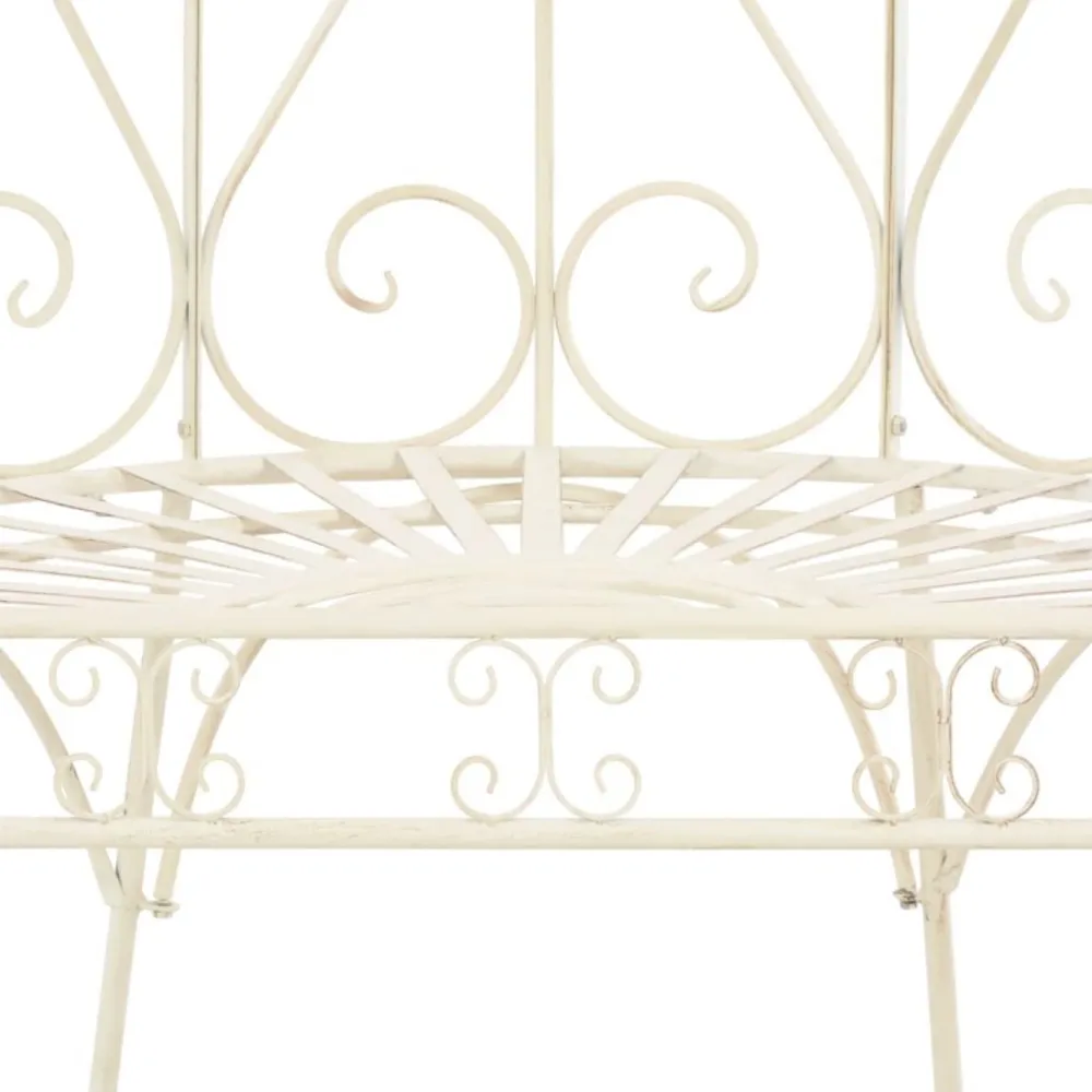 New FinePRICE Puutarhapenkki 95 cm rauta antiikinvalkoinen
