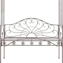 New FinePRICE Puutarhapenkki 122 cm rauta antiikinruskea