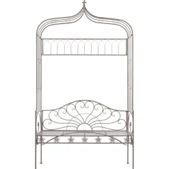New FinePRICE Puutarhapenkki 122 cm rauta antiikinruskea