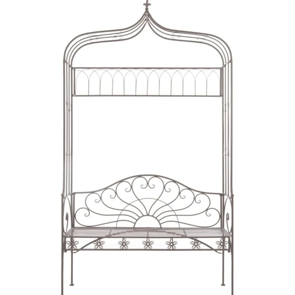 New FinePRICE Puutarhapenkki 122 cm rauta antiikinruskea