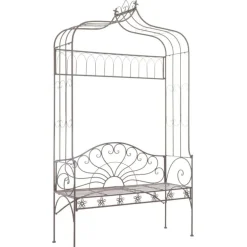 New FinePRICE Puutarhapenkki 122 cm rauta antiikinruskea