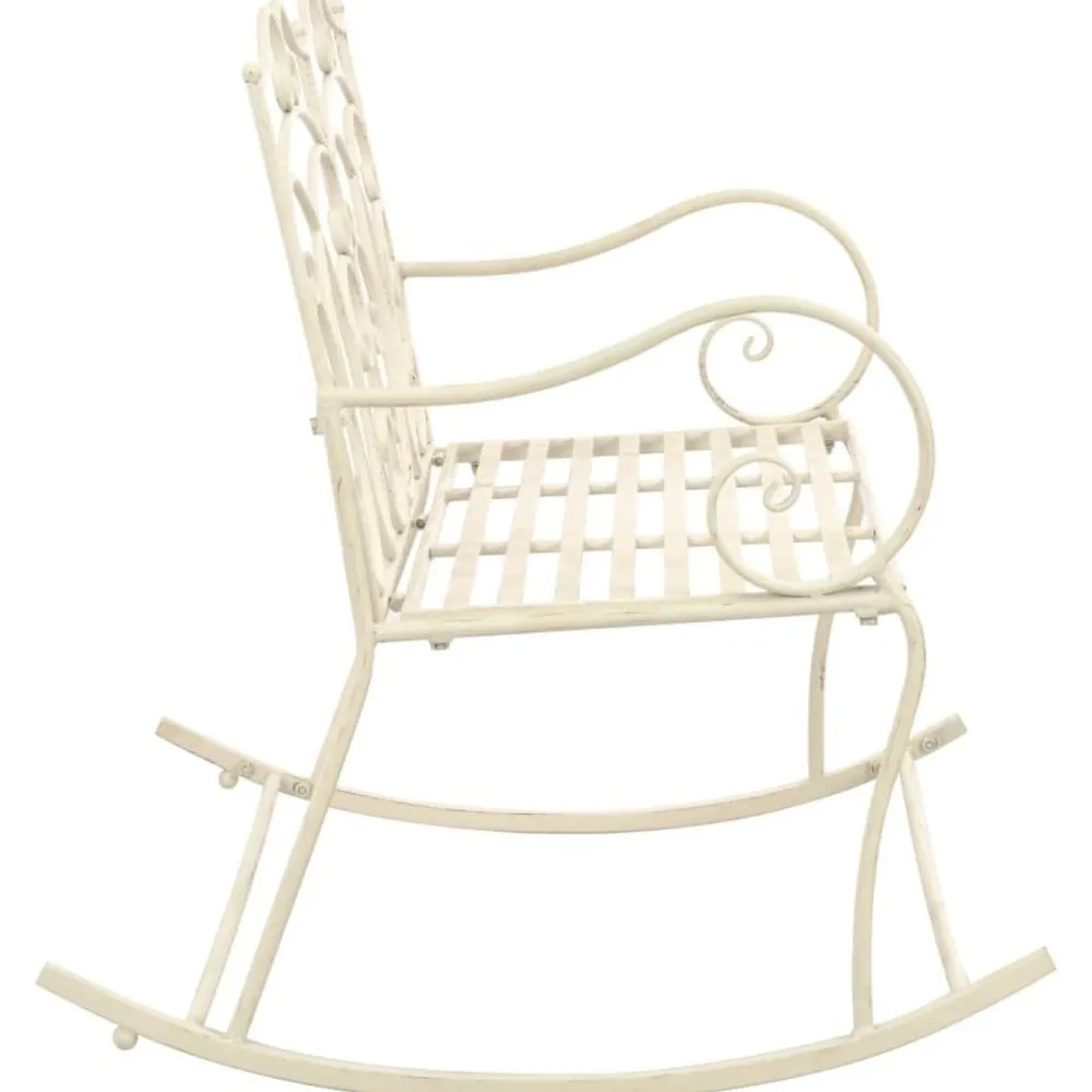 New FinePRICE Puutarhapenkki 104 cm rauta antiikinvalkoinen