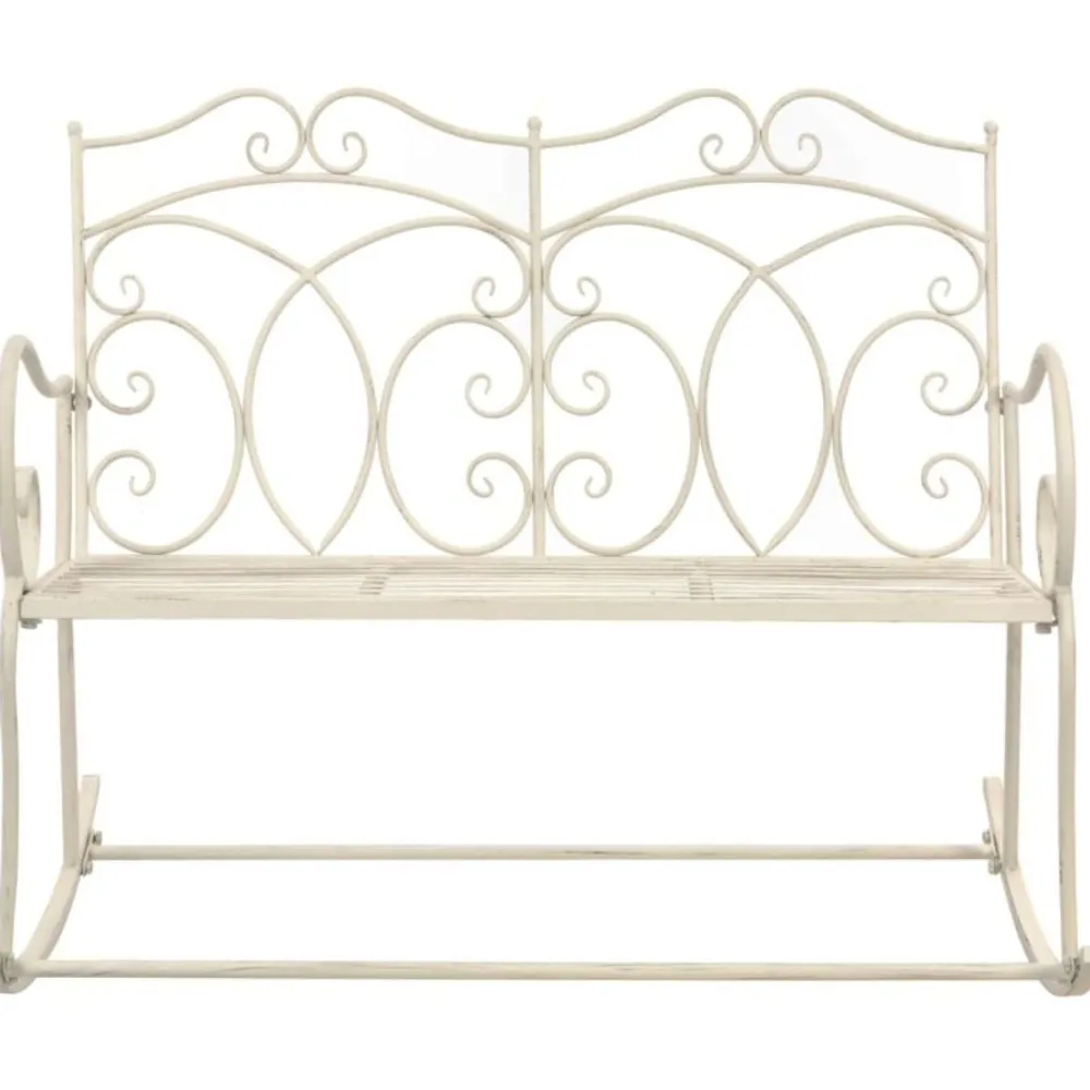 New FinePRICE Puutarhapenkki 104 cm rauta antiikinvalkoinen