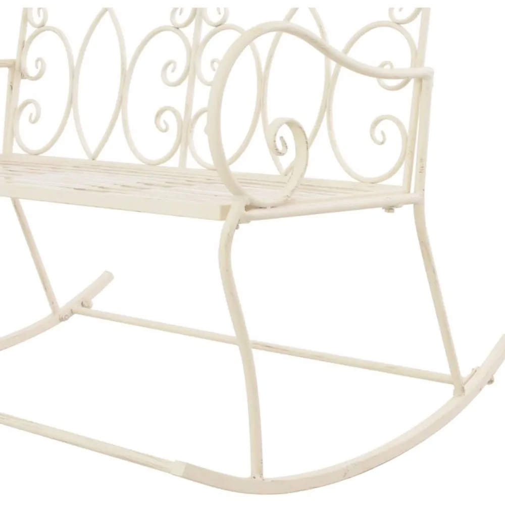 New FinePRICE Puutarhapenkki 104 cm rauta antiikinvalkoinen