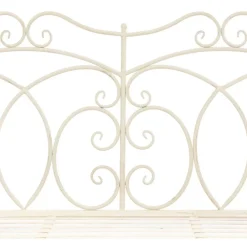 New FinePRICE Puutarhapenkki 104 cm rauta antiikinvalkoinen