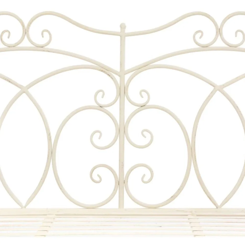 New FinePRICE Puutarhapenkki 104 cm rauta antiikinvalkoinen