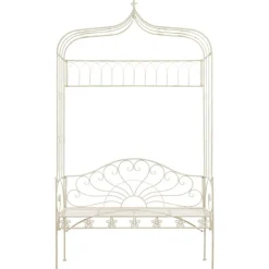 Sale FinePRICE Puutarhapenkki 122 cm rauta antiikinvalkoinen