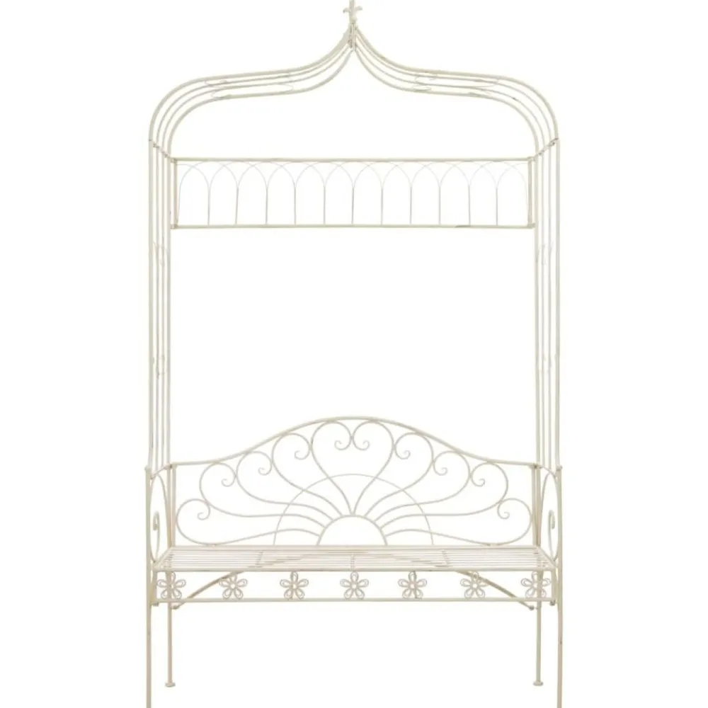 Sale FinePRICE Puutarhapenkki 122 cm rauta antiikinvalkoinen