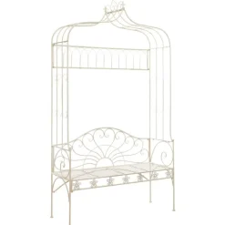 Sale FinePRICE Puutarhapenkki 122 cm rauta antiikinvalkoinen