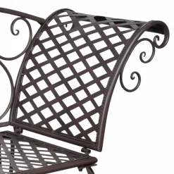 New FinePRICE Puutarhapenkki 128 cm teräs antiikinruskea