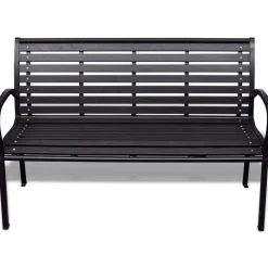 Sale FinePRICE Puutarhapenkki 125 cm teräs ja puukomposiitti musta