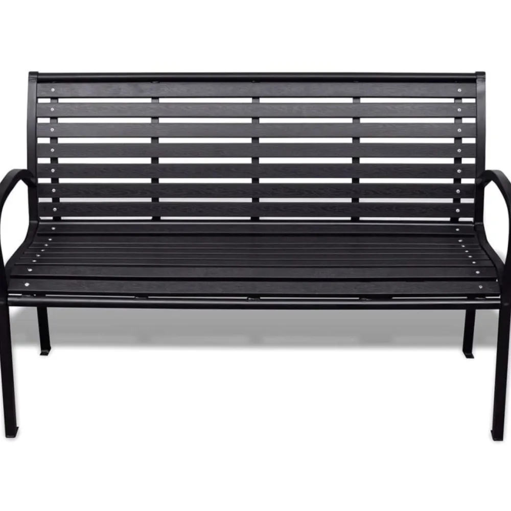 Sale FinePRICE Puutarhapenkki 125 cm teräs ja puukomposiitti musta