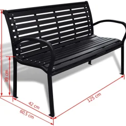 Sale FinePRICE Puutarhapenkki 125 cm teräs ja puukomposiitti musta