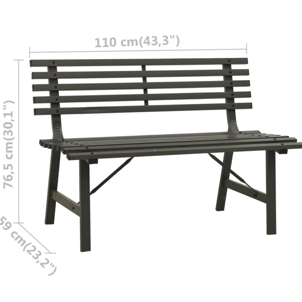 FinePRICE Puutarhapenkki 110 cm teräs musta