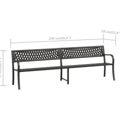 Hot FinePRICE Puutarhapenkki 125 cm teräs Musta