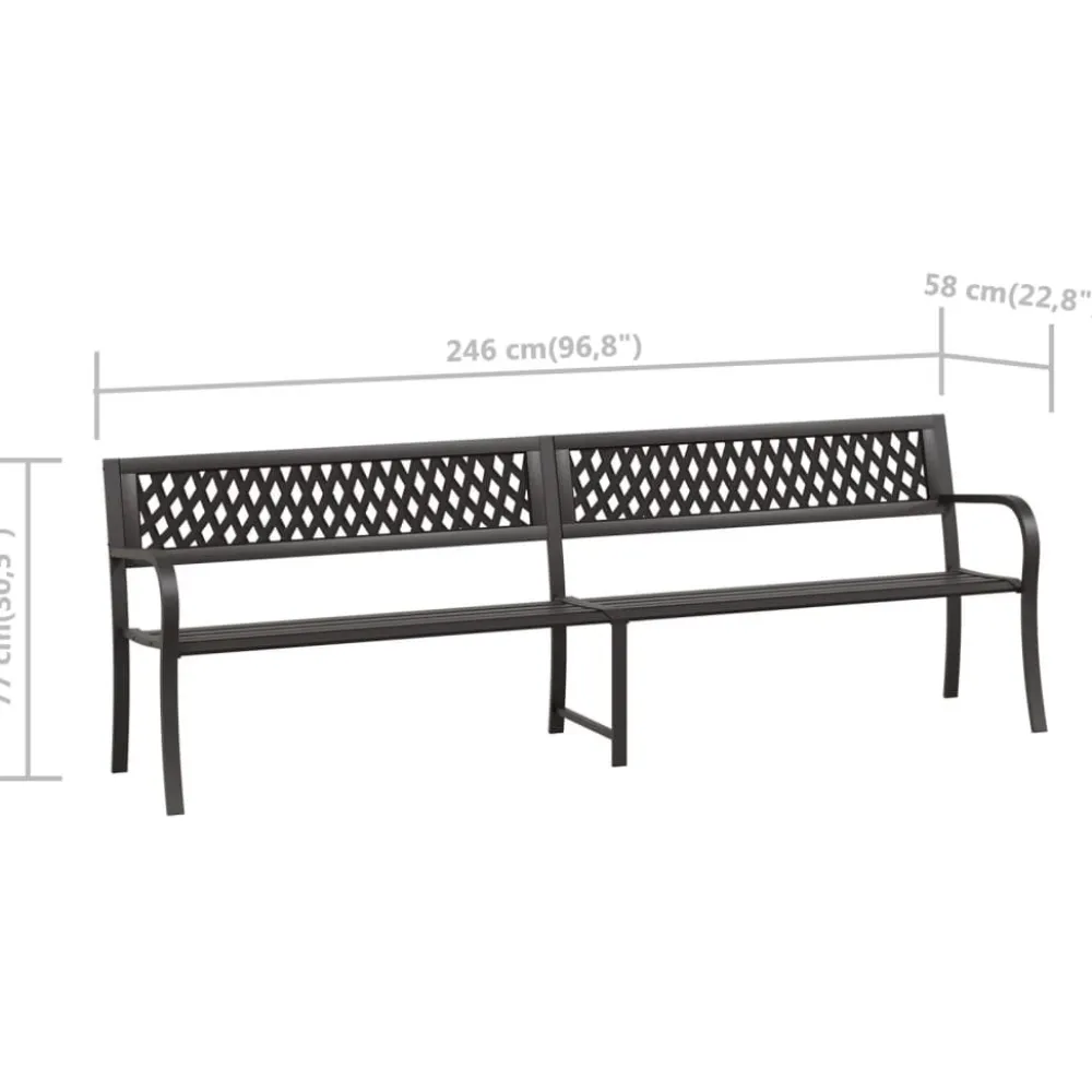 Hot FinePRICE Puutarhapenkki 125 cm teräs Musta