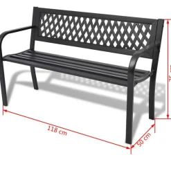 Sale FinePRICE Puutarhapenkki 118 cm teräs musta