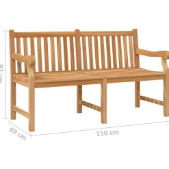 New FinePRICE Puutarhapenkki 150 cm, tiikki, ruskea