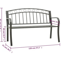 Outlet FinePRICE Puutarhapenkki harmaa 120 cm teräs