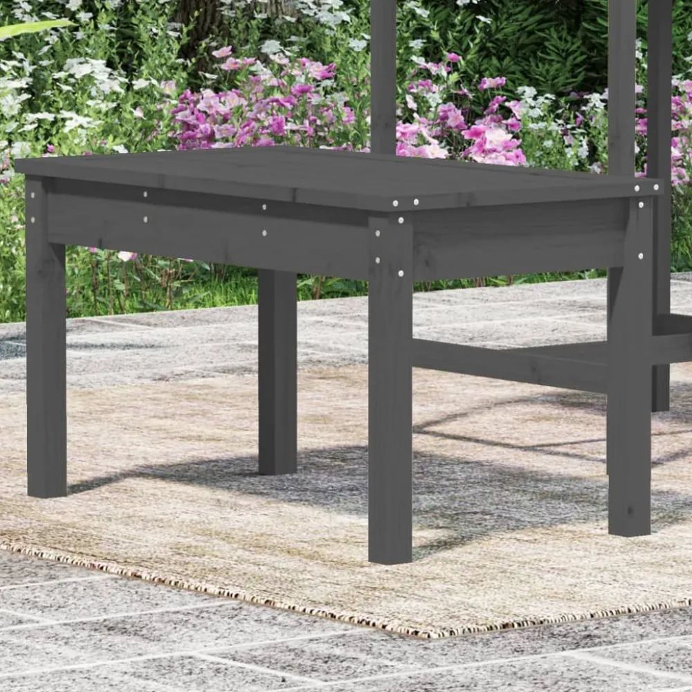 Best FinePRICE Puutarhapenkki harmaa 80x44x45 cm, mänty