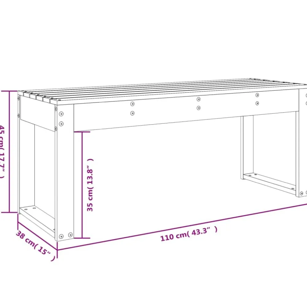 Clearance FinePRICE Puutarhapenkki hunajanruskea 110x38x45 cm, mänty