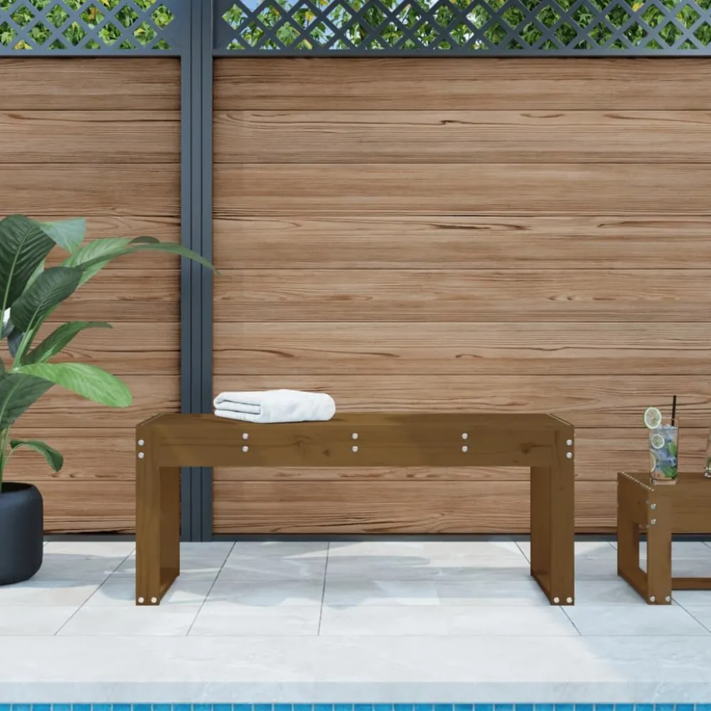 Clearance FinePRICE Puutarhapenkki hunajanruskea 110x38x45 cm, mänty