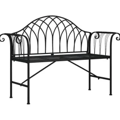 Outlet FinePRICE Puutarhapenkki 2-istuttava 128 cm musta teräs (18828)