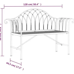 Outlet FinePRICE Puutarhapenkki 2-istuttava 128 cm musta teräs (18828)