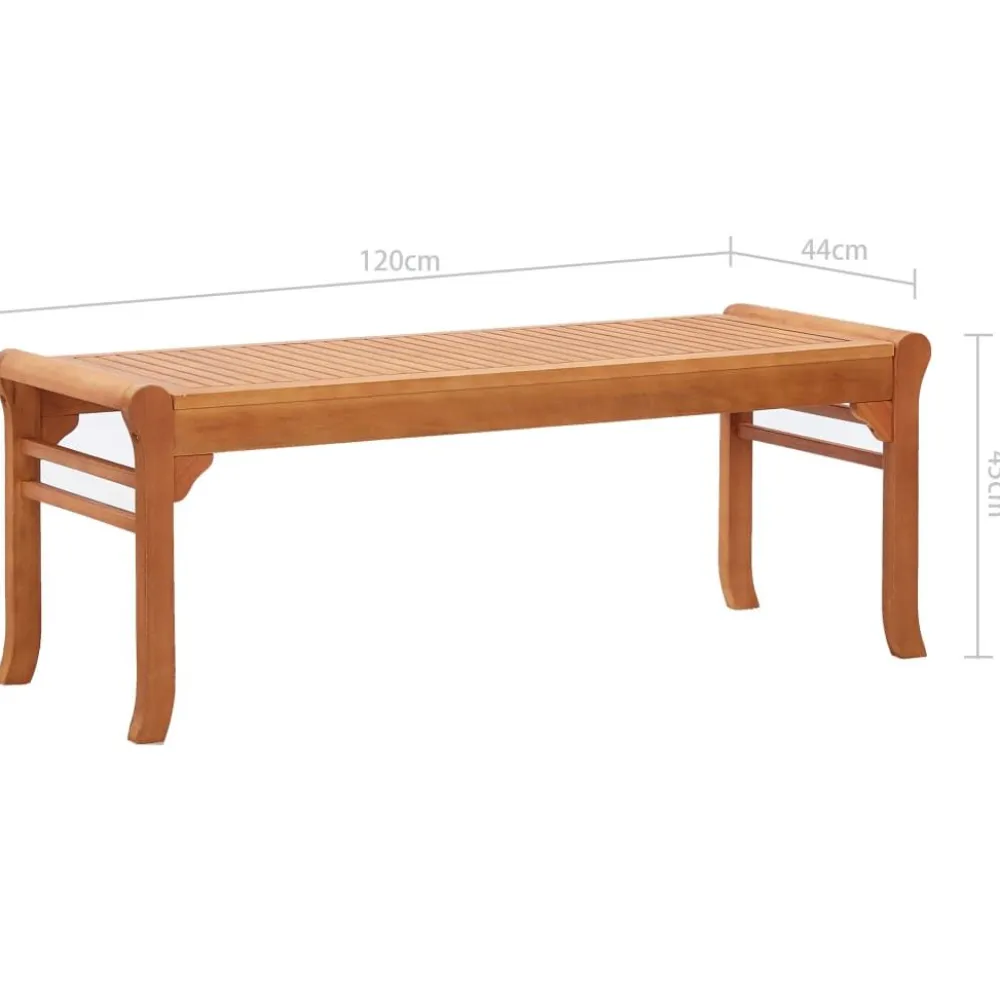 New FinePRICE puutarhapenkki Kahden istuttava 120 cm täysi eukalyptuspuu (47290)