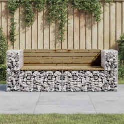 Best FinePRICE Puutarhapenkki kivikorilla 184x71x65,5 cm kyllästetty mänty