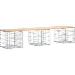 Clearance FinePRICE Puutarhapenkki kivikorilla 203x44x42 cm, mänty