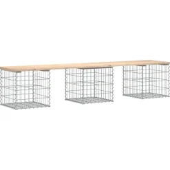 Clearance FinePRICE Puutarhapenkki kivikorilla 203x44x42 cm, mänty