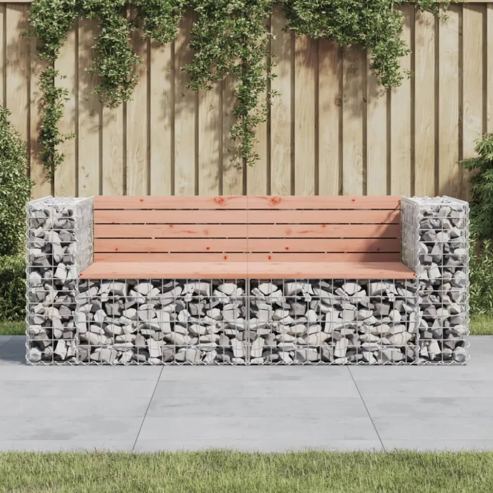 Discount FinePRICE Puutarhapenkki kivikorilla 184x71x65,5 cm, douglaskuusi