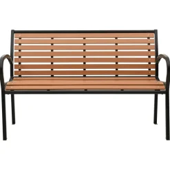 FinePRICE Puutarhapenkki musta ja ruskea 116 cm teräs ja WPC