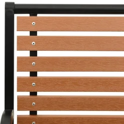 FinePRICE Puutarhapenkki musta ja ruskea 116 cm teräs ja WPC