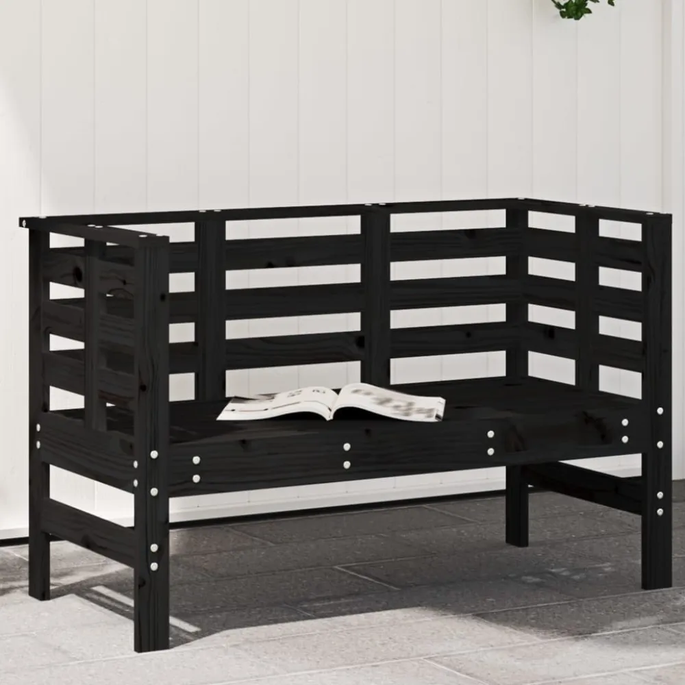 Discount FinePRICE Puutarhapenkki musta 111,5x53x71 cm, mänty