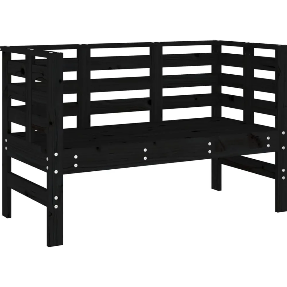 Discount FinePRICE Puutarhapenkki musta 111,5x53x71 cm, mänty