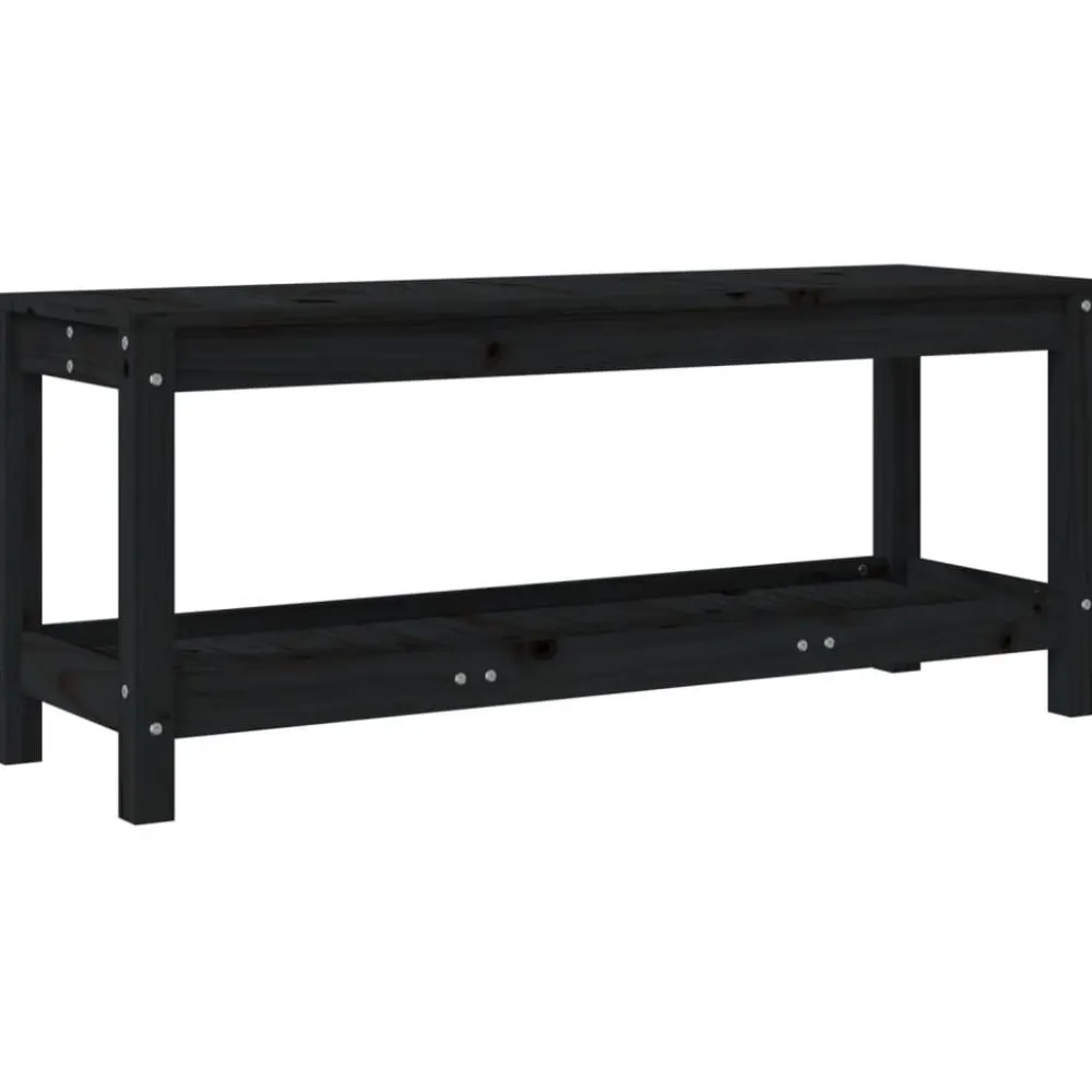 Clearance FinePRICE Puutarhapenkki musta 108x35x45 cm, mänty