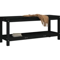 Clearance FinePRICE Puutarhapenkki musta 108x35x45 cm, mänty