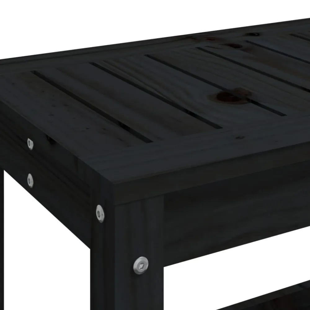 Clearance FinePRICE Puutarhapenkki musta 108x35x45 cm, mänty