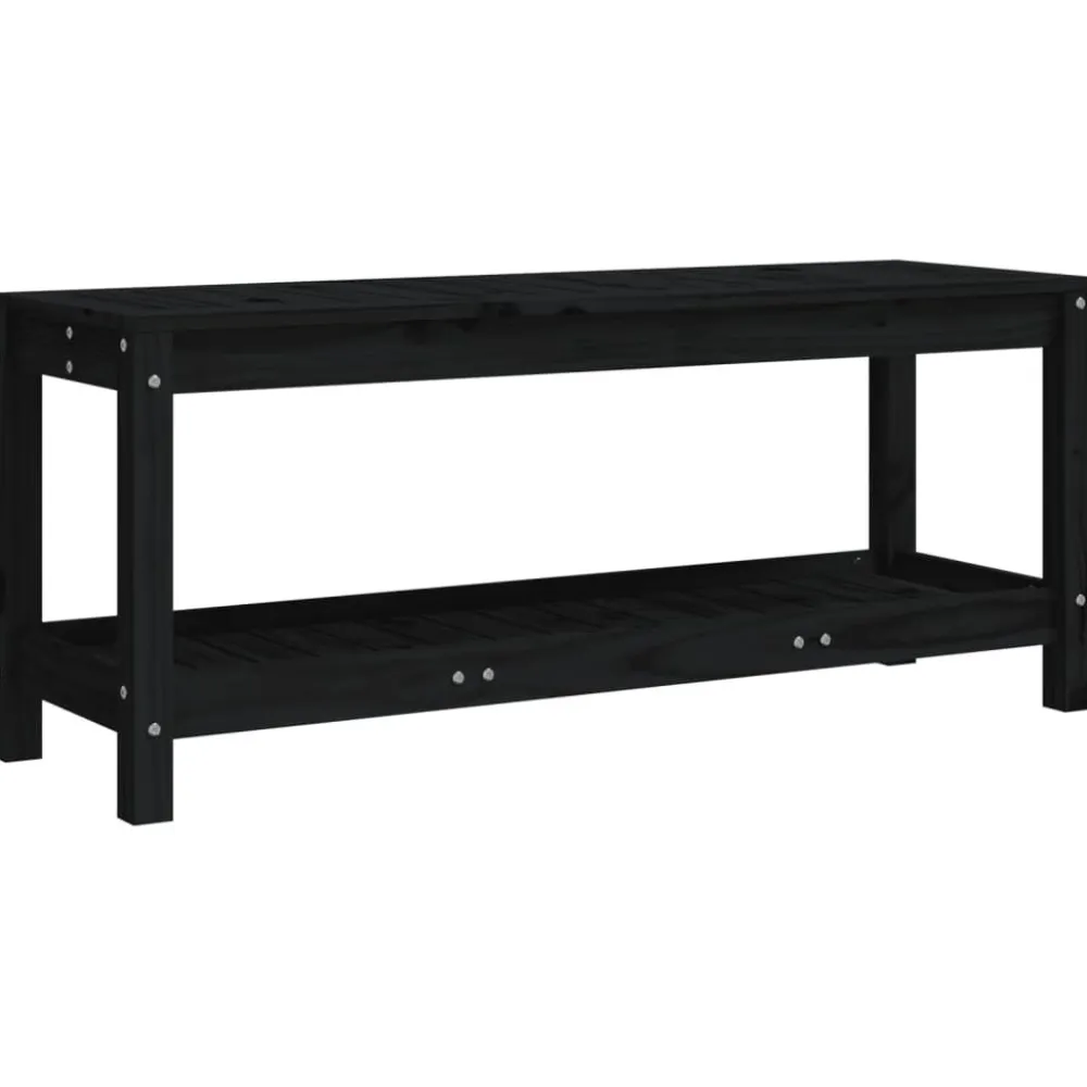 Clearance FinePRICE Puutarhapenkki musta 108x35x45 cm, mänty