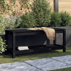 Clearance FinePRICE Puutarhapenkki musta 108x35x45 cm, mänty