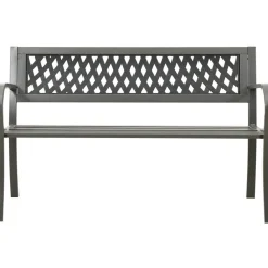 Discount FinePRICE Puutarhapenkki teräs harmaa 125 cm