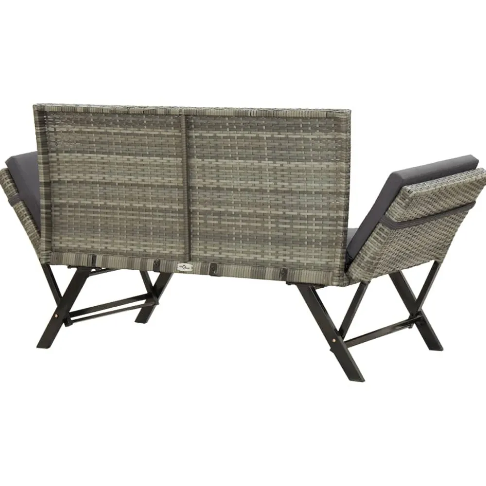 Clearance FinePRICE Puutarhapenkki tyynyillä musta 176 cm polyrottinki