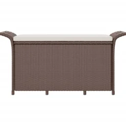 Sale FinePRICE Puutarhapenkki tyynyllä ruskea 116x46x57 cm polyrottinki